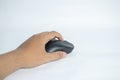 Human Hand Holding Computer Mouse Isolated on White Background Royalty Free Stock Photo