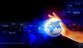 Human hand holding the digital world Royalty Free Stock Photo