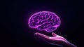 Human Hand Holding Glowing Brain Symbolizing AI Ethics and Conceptual Understanding Royalty Free Stock Photo