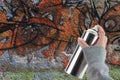 Human hand holding a graffiti Spray can Royalty Free Stock Photo