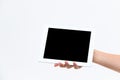 Human hand holding tablet Royalty Free Stock Photo