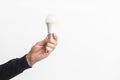 Human hand holding white lightbulb. Ideas creativity, inspiration, concepts