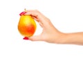 Human hand holding yellow pear Royalty Free Stock Photo