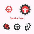 Human hand icon and wrench with gear vector logo design template Royalty Free Stock Photo