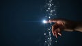 Human Hand Interacting with Digital Network Representing Connectivity and Innovation in Technology and Science Royalty Free Stock Photo