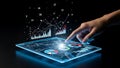 Digital Business Intelligence Dashboard on Futuristic Tablet Royalty Free Stock Photo
