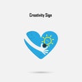 Human hand,light bulb and heart logo vector design with brain,l Royalty Free Stock Photo