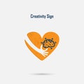 Human hand,light bulb and heart logo vector design with brain,l Royalty Free Stock Photo