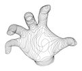 Human Hand In Lines or Slices Reaching to Viewer