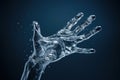 Human hand made by water splash. Generative AI Royalty Free Stock Photo