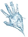 Human hand made by water splash. Royalty Free Stock Photo