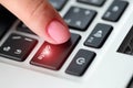 Human hand press delete button on computer keyboard Royalty Free Stock Photo