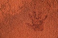 Human hand print on a red sand Royalty Free Stock Photo