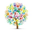 Human hand prints color tree Royalty Free Stock Photo