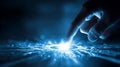 Digital Touch Interface with Futuristic Finger Interaction and Data Technology Concept Royalty Free Stock Photo