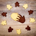 Human and Hand shape cookies, concept together intercultural and