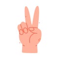 Human Hand Show V Sign Gesture Vector Illustration