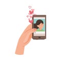 Human Hand with Smartphone Liking Post in the Internet Vector Illustration