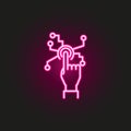 Human hand touch technologies neon style icon. Simple thin line, outline vector of robo icons for ui and ux, website or mobile