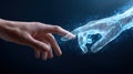Human hand touching digital artificial intelligence creating connection, innovation, and technology futuristic Royalty Free Stock Photo