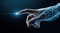 Human hand touching digital artificial intelligence technology connection, innovation, futuristic creating Royalty Free Stock Photo