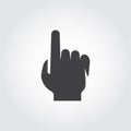 Human hand touchscreen concept icon in flat style. Black pictogram symbolizing cursor, pointer, clicking on links