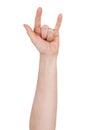 Human hand with two raised fingers Royalty Free Stock Photo