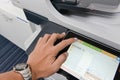 Human hand is use the printer Royalty Free Stock Photo