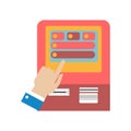 Human hand using ATM machine concept vector illustration Royalty Free Stock Photo