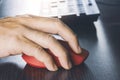 Human hand using computer mouse Royalty Free Stock Photo