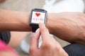 Human Hand Wearing Smart Watch Showing Heartbeat Rate Royalty Free Stock Photo