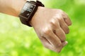 Human hand wearing smart watch Royalty Free Stock Photo