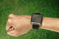 Human hand wearing smart watch Royalty Free Stock Photo
