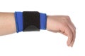 Human hand with a wrist brace