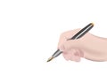 Human hand writing with fountain pen Royalty Free Stock Photo