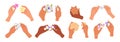 Human hands assemble different puzzles. Logic games. Arms collecting details into common shape. Problem solving search