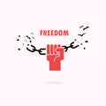 Human hands and broken chain with the bird symbols.Freedom Royalty Free Stock Photo