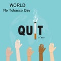 Human hands and cigarette.Quit Tobacco vector logo design template.May 31st World no tobacco day.No Smoking Day Awareness Idea