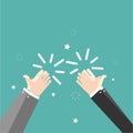 Human hands clapping. Applaud hands. Vector illustration in flat style on green background Royalty Free Stock Photo