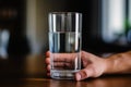 Human hands close up holding glass mineral water young man woman drinking fresh clear health pure refreshing beverage