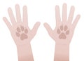 Human Hands Dogs Paw Print Friendship Give Me Five