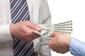 Human hands exchanging money Royalty Free Stock Photo