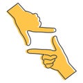 Human hands with frame gesture. Hands making frame with fingers. Line icon Royalty Free Stock Photo