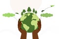 Human hands holding Earth globe. Earth Day, World Environment Day concept. Sustainable ecology and environment conservation Royalty Free Stock Photo