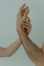 Human hands on a light background. the concept of unity, friendship and love Royalty Free Stock Photo