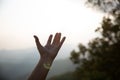 Human hands open palm up worship. Eucharist Therapy Bless God Helping Repent Catholic Easter Lent Mind Pray. Christian Religion Royalty Free Stock Photo