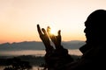 Human hands open palm up worship. Eucharist Therapy Bless God Helping Repent Catholic Easter Lent Mind Pray. Royalty Free Stock Photo