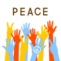 Human hands with pacific symbol - concept of rally for peace