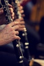 Human hands playing a clarinet Royalty Free Stock Photo