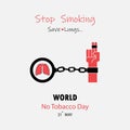 Human hands and Quit Tobacco vector logo design template.May 31st World no tobacco day.No Smoking Day Awareness Idea